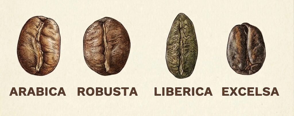 Arabica liberica robusta excelsa